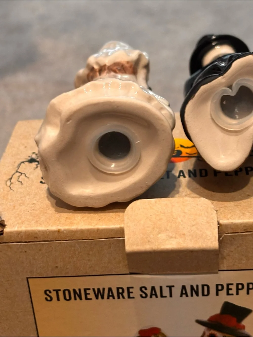 Stoneware Day of the Dead Bride & Groom Salt and Pepper Set - White and Black